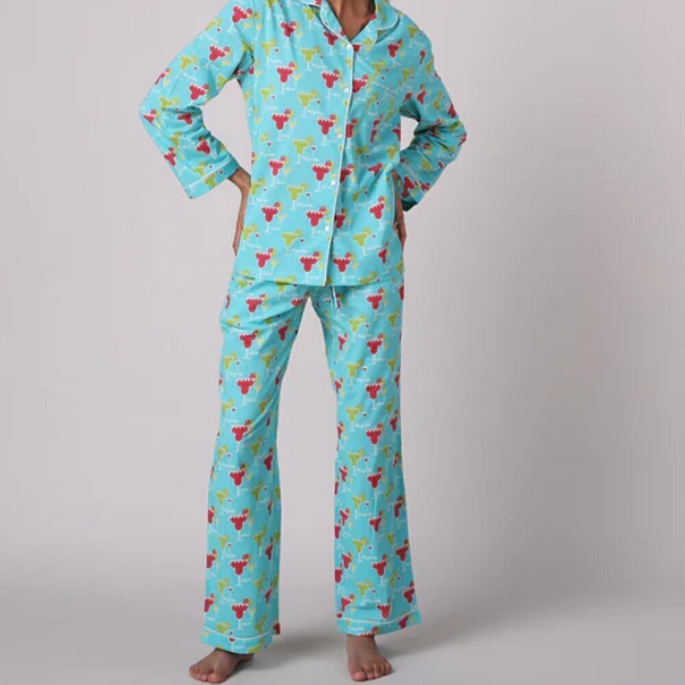 Mahogany Margarita pajama set Medium blue red cotton